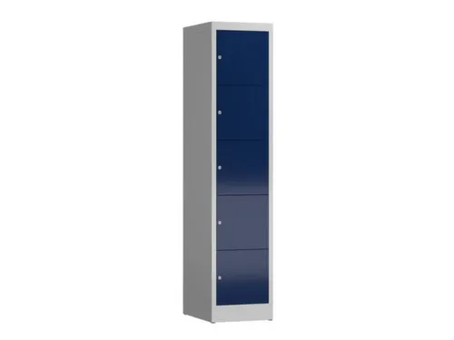 Lockerkast 1800x415x500mm 1x5 vakken cilinderslot, sokkel, RAL5010