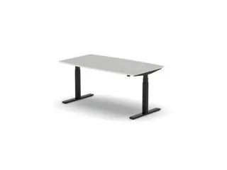 Elektrisch ihv Vergadertafel Vatvorm 1600x800mm Zwart+ grijs Blad - 1