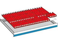 Indelingsmateriaal vanaf front H 50mm 24verdeelgootjes/40gootverdelers