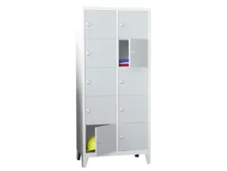 lockerkast,HxBxD 1850x800x500mm,2x5vakken,RAL7035,front RAL3000