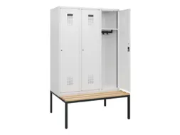 locker met bank,HxBxD 1950x1200x815mm,3vak,vak B 400mm,cilinderslot
