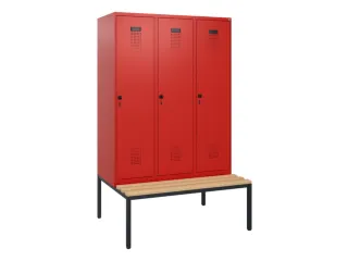 locker met bank,HxBxD 1950x1200x815mm,3vak,vak B 400mm,draaigrendel - 2