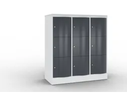 lockerkast cil.slot 1255x1150x540mm 3x3 vakken RAL7035 front RAL7021