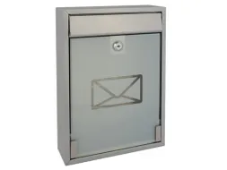 Brievenbus Milaan Zilver staal glazen front incl. 2 sleutels 36x26x8cm