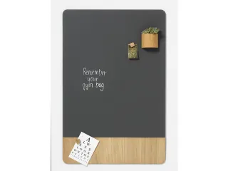 Glasmagneetbord Naga 60x80cm grijs/eiken afgeronde hoeken - 4