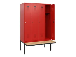 locker met bank,HxBxD 1950x1200x815mm,4vak,vak B 300mm,cilinderslot - 1