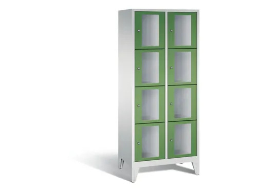 Lockerkast 1850x810x500mm 2x4 vakken Cilinderslot Poten, RAL6011