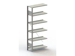 Inhaakstelling Aanbouwveld 1850x756x336mm 6legborden 80kg Ral7035 - 1