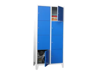 lockerkast,HxBxD 1850x800x500mm,2x4vakken,RAL7035,front RAL3000 - 1