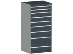 ladekast HxBxD 1600x800x750mm 9laden RAL7035 front RAL7016