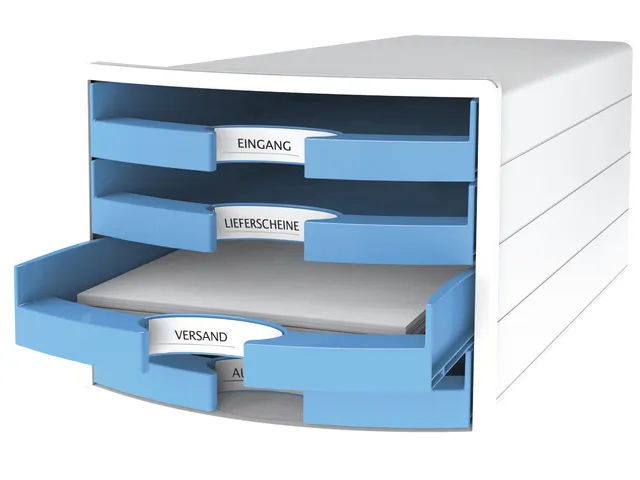 Module tiroirs HAN Impuls 4 tiroirs ouverts bleu clair