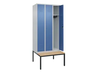 locker met bank,HxBxD 2120x900x815mm,3vak,vak B 300mm,cil.-slot - 2