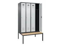 locker met bank,voor scheiding van kleding,HxBxD 2120x1200x815mm,4vak