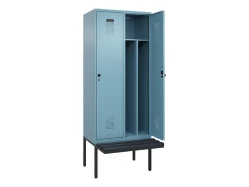 locker met bank,voor scheiding van kleding,HxBxD 2120x800x815mm,2vak