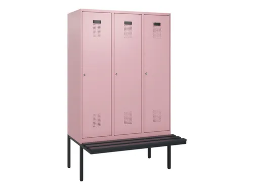 locker met bank,HxBxD 1950x1200x815mm,3vak,vak B 400mm,cilinderslot