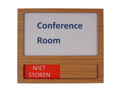 Premium Deurbord Houtlook met schuif Niet Storen Groen Rood 150x130mm