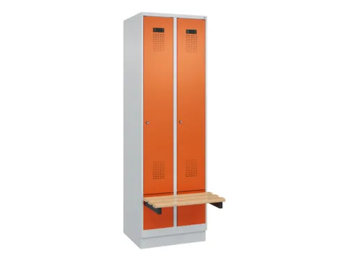 locker met bank,HxBxD 1950x600x815mm,2vak,vak B 300mm,cilinderslot