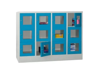 lockerkast,HxBxD 1187x1600x500mm,4x3vakken,RAL7035,front RAL5012 - 2