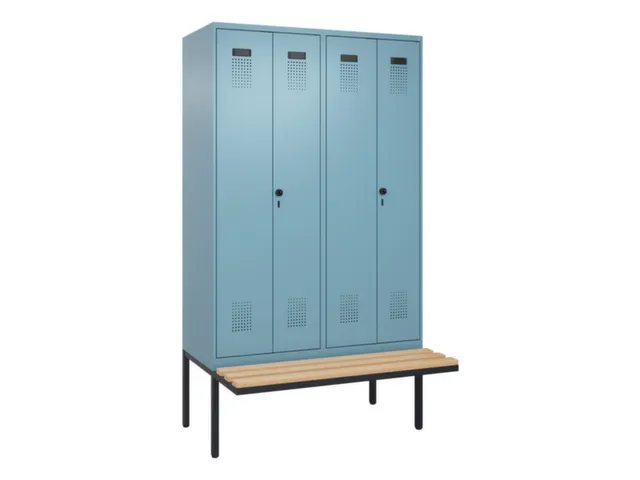 locker met bank,voor scheiding van kleding,HxBxD 2120x1200x815mm,4vak