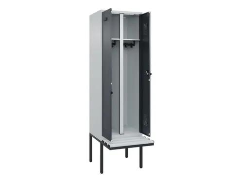 locker met bank,voor scheiding van kleding,HxBxD 2120x600x815mm,2vak