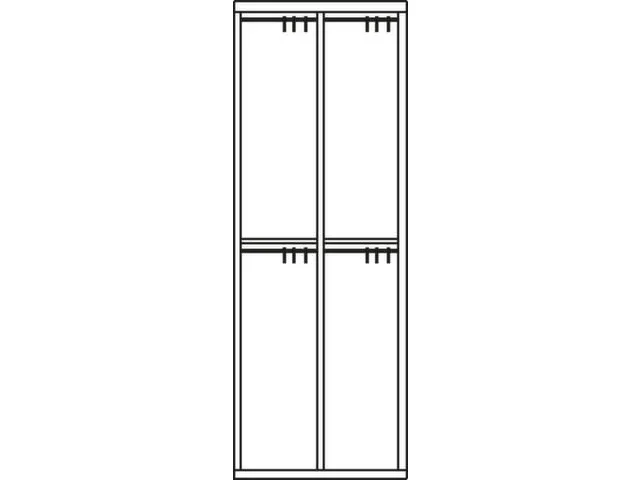 dubbeldekse locker,HxBxD 1850x800x500mm,2x2vak.,RAL7035,front RAL3000