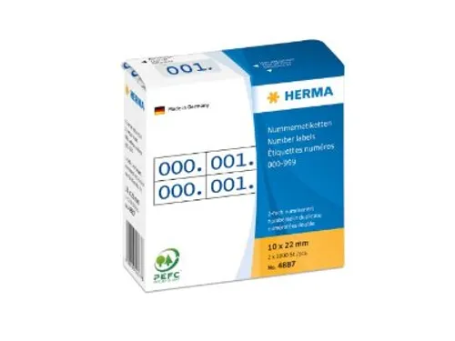 Nummer Etiketten 10x22mm Opdruk Blauw (1000 st)