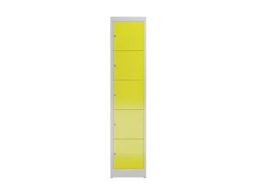Lockerkast 1800x415x500mm 1x5 vakken cilinderslot, sokkel, RAL1018