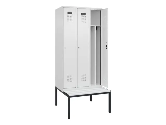 locker met bank,voor scheiding van kleding,HxBxD 2120x900x815mm,3vak