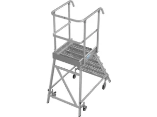 bordestrap,verrijdbaar,bordes H 1,2m,5treden m. R13-laag,aluminium - 2