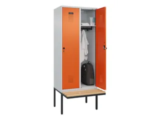 locker met bank,HxBxD 2120x800x815mm,2vak,vak B 400mm,draaigrendel - 1