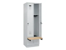 locker met bank,HxBxD 1950x600x815mm,2vak,vak B 300mm,draaigrendel