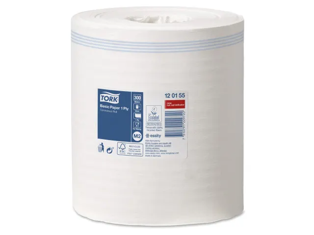 Poetsrol Tork M2 Centerfeed 120155 1-laags 20cmx300m 6 Rollen wit