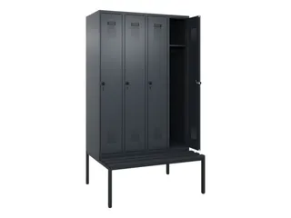 locker met bank,HxBxD 2120x1200x815mm,4vak,vak B 300mm,draaigrendel - 1