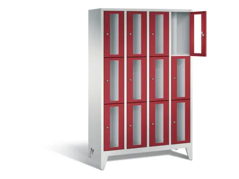 lockerkast 1850x1190x500mm 4x3 vakken Cilinderslot Poten, RAL3003