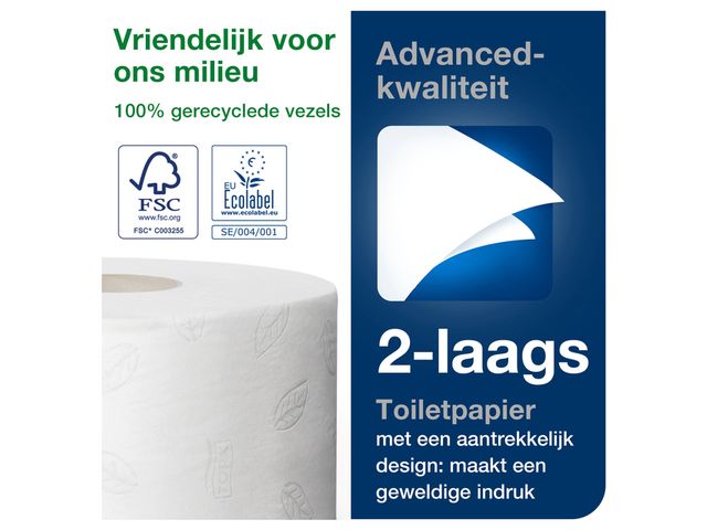 Toiletpapier Tork T2 120280 Advanced 2-laags 170m 850 vel 12 rollen | ToiletHygieneShop.be