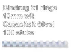 Bindrug Fellowes 10mm 21-rings A4 wit 100stuks