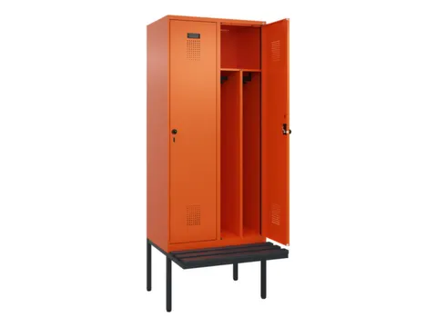 locker met bank,voor scheiding van kleding,HxBxD 2120x800x815mm,2vak