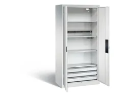 acculaadkast 1950x930x500mm 5stekkerdozen 230V cil.-slot front RAL7035