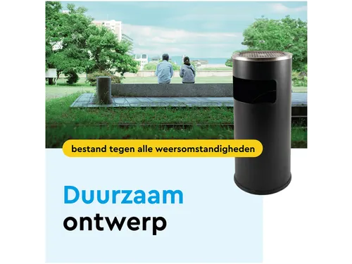 Afvalbak met asbak BRASQ 11 liter AT500 zwart