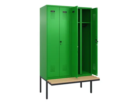 locker met bank,voor scheiding van kleding,HxBxD 2120x1200x815mm,4vak