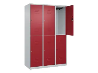 dubbeldekse locker,HxBxD 1850x1200x500mm,3x2vak.,vak B 400mm,cil.-slot - 2