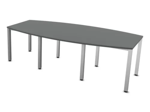 vergadertafel HxBxD 74x240x120cm vatvormig MS-donkergrijs 4voeten alu
