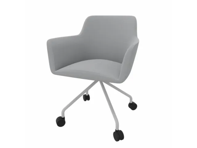 Bezoekersstoel,4-Voet/4Wielen Ronde Buis Verchroomd,M. Armleuningen