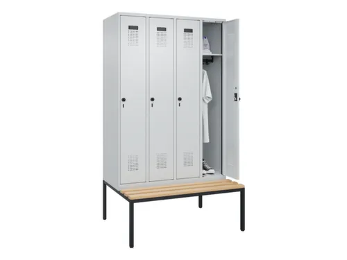locker met bank,HxBxD 2120x1200x815mm,4vak,vak B 300mm,draaigrendel