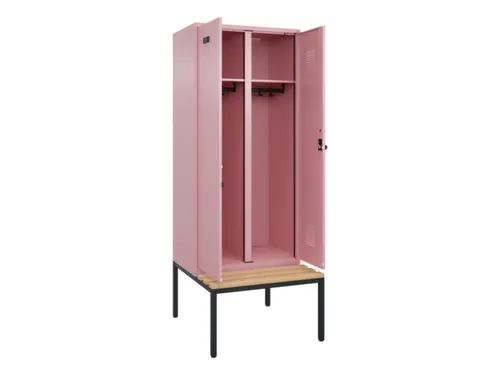 locker met bank,voor scheiding van kleding,HxBxD 2120x800x815mm,2vak