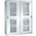 venster-schuifdeurkast HxBxD 1950x1500x580mm 8xStalen bodem RAL7035