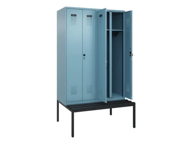 locker met bank,voor scheiding van kleding,HxBxD 2120x1200x815mm,4vak