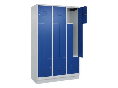 Z-garderobekast,HxBxD 1950x1200x500mm,vak B 200/400mm,cil.-slot,sokkel