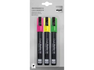 Krijtstift Sigel set 3kleuren; roze, groen en geel wig punt 1-5 mm - 2
