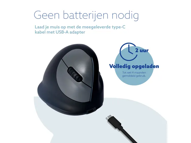 Ergonomische muis R-Go HE Break Large Rechts draadloos Zwart